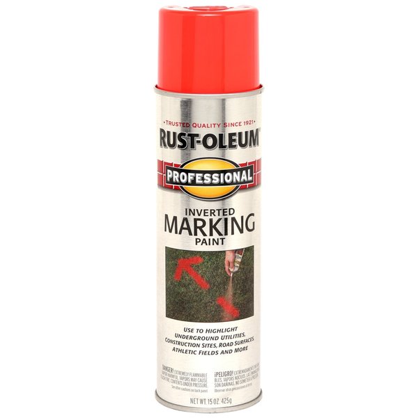 Rust-Oleum Professional Inverted Marking Paint, 15 oz, Red-Orange 2558838